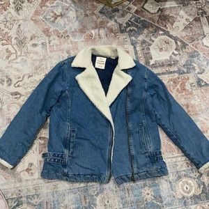 Zara kids Jean shearling jacket size 13/14
